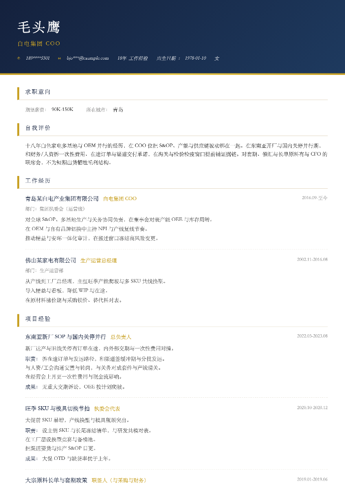 白电集团 COO