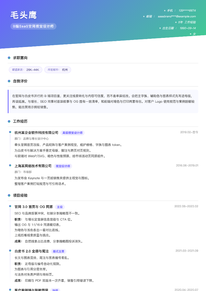 B端SaaS官网视觉设计师