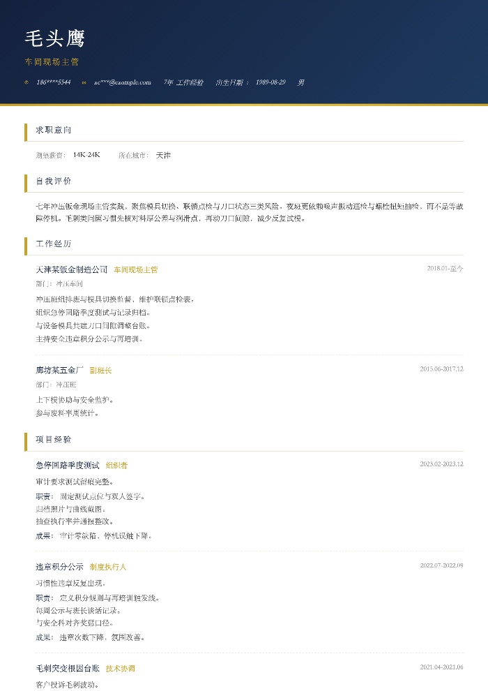 车间现场主管