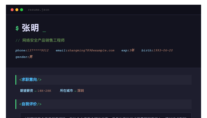 网络安全产品销售工程师简历示例