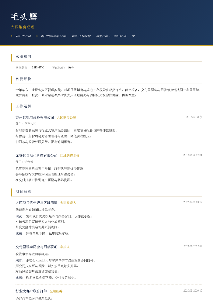 大区销售经理