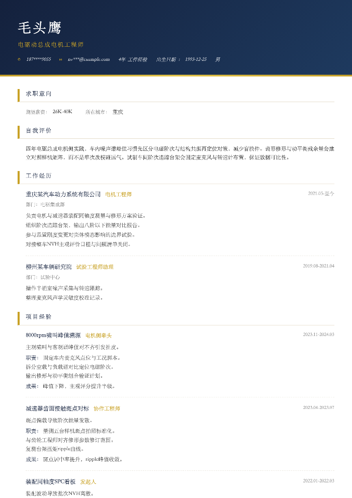 电驱动总成电机工程师