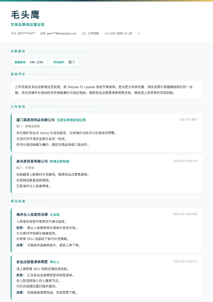 东南亚跨境店铺运营