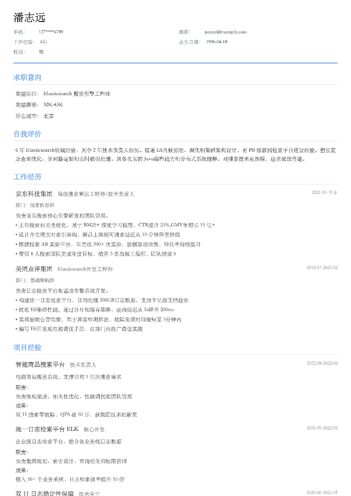 Elasticsearch 搜索引擎工程师