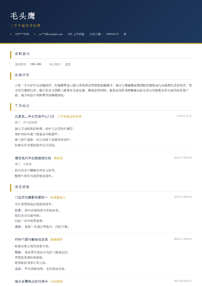 二手车鉴定评估师