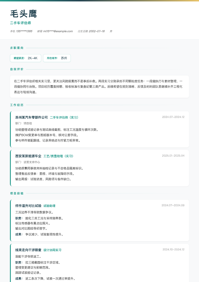 二手车评估师