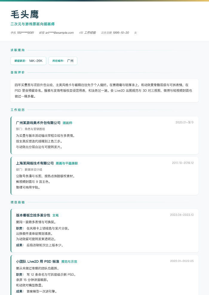 二次元与游戏原画向插画师