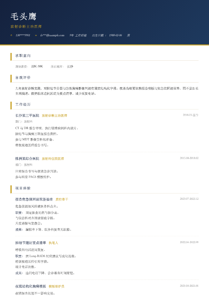 放射诊断主治医师