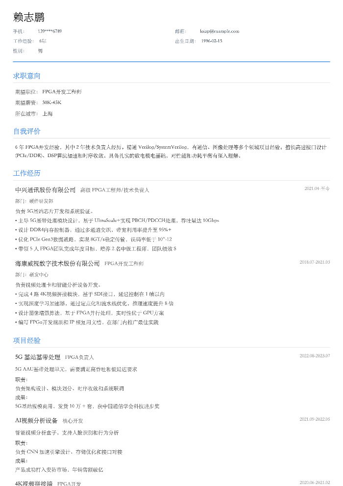 FPGA开发工程师