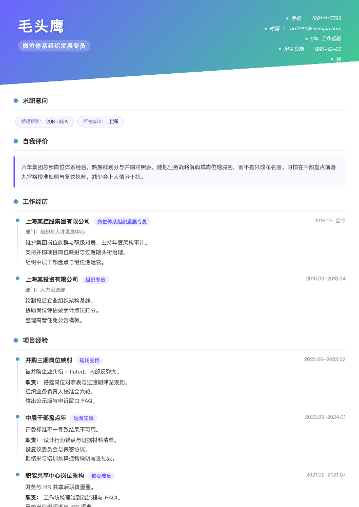 岗位体系组织发展专员