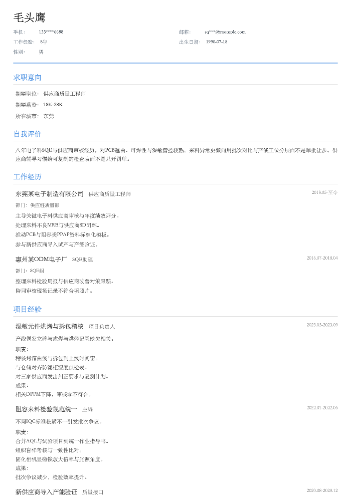 供应商质量工程师