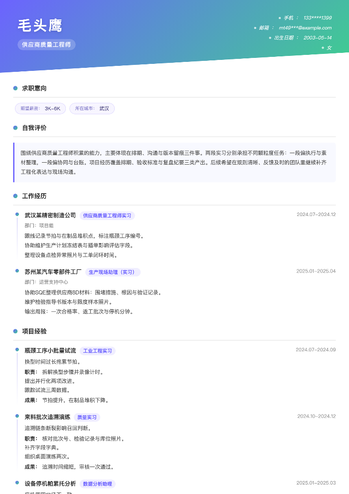 供应商质量工程师