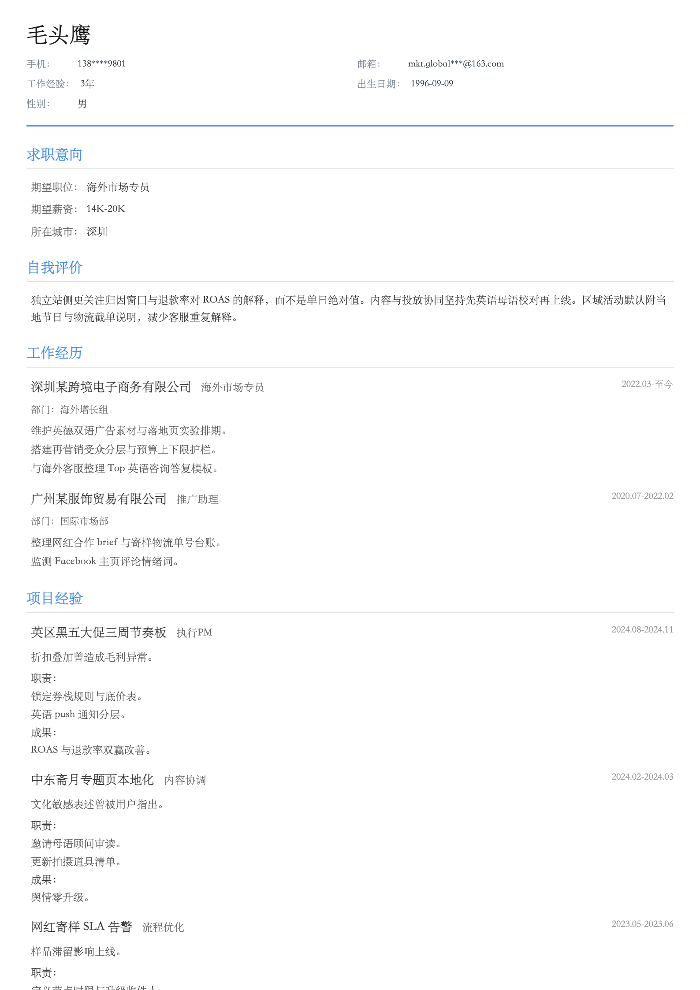 海外市场专员