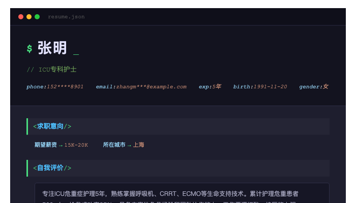 ICU专科护士简历示例
