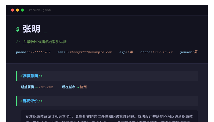 互联网公司职级体系运营简历示例