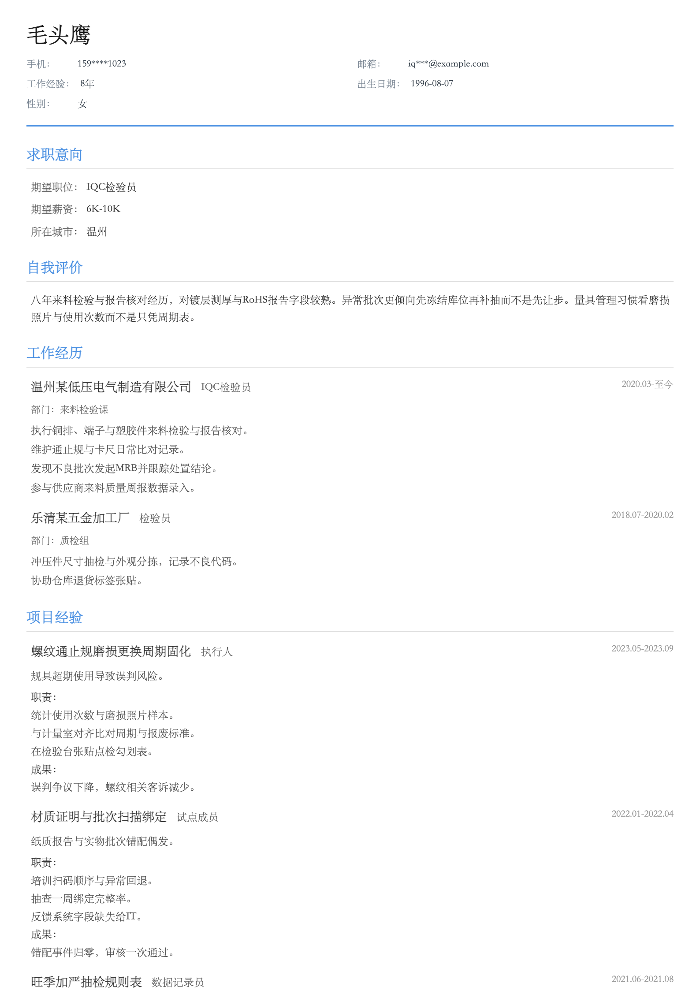 IQC检验员