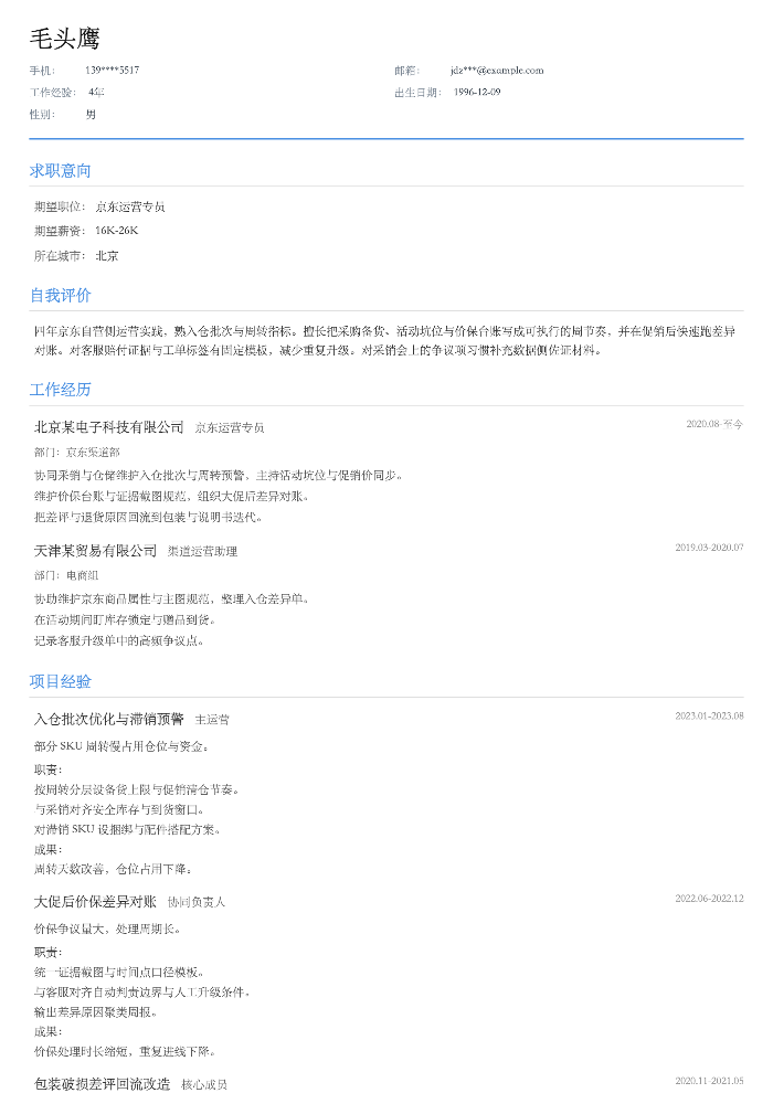 京东运营专员