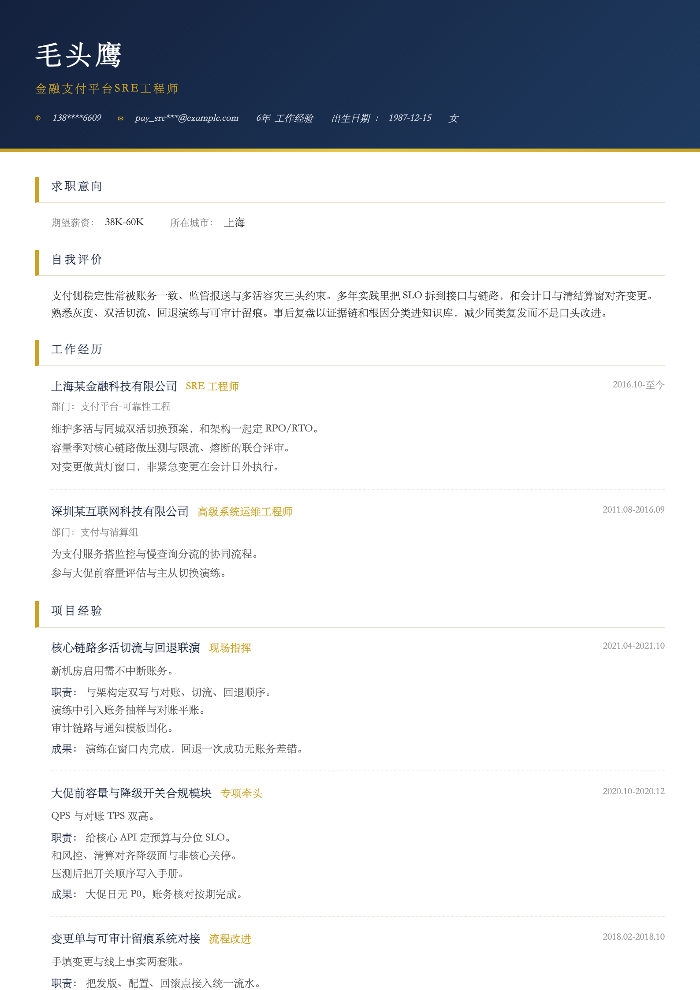 金融支付平台SRE工程师