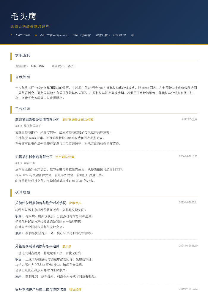 集团高端装备副总经理