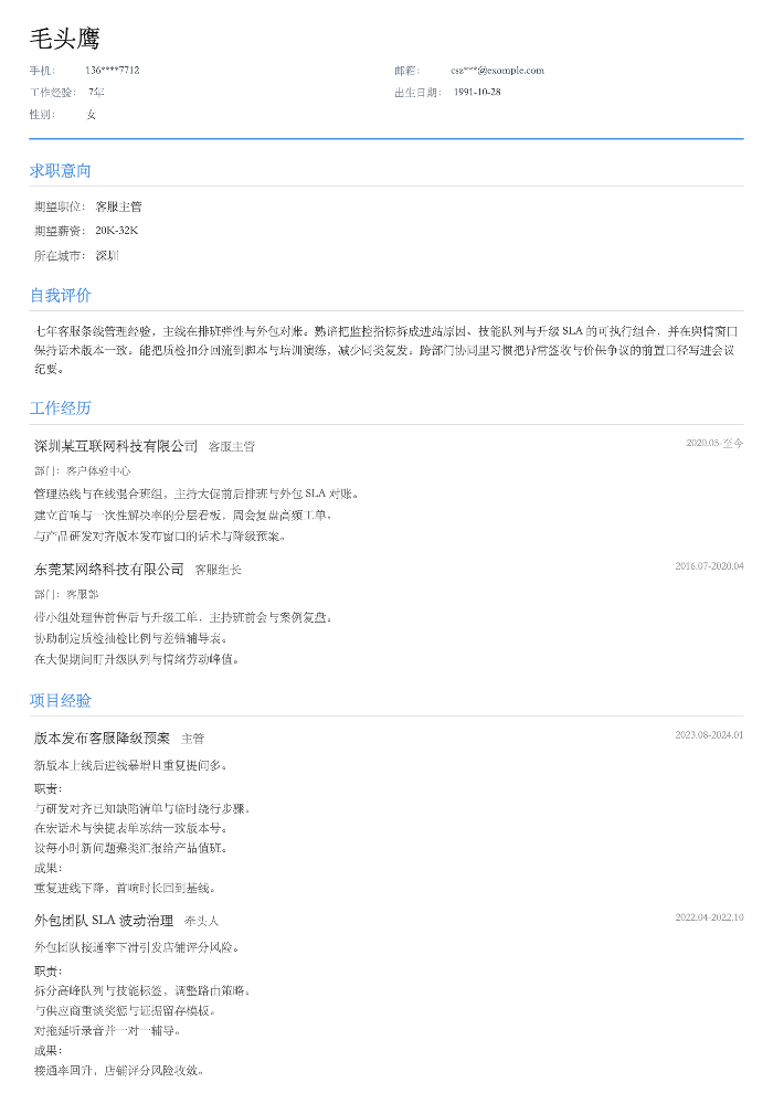 客服主管