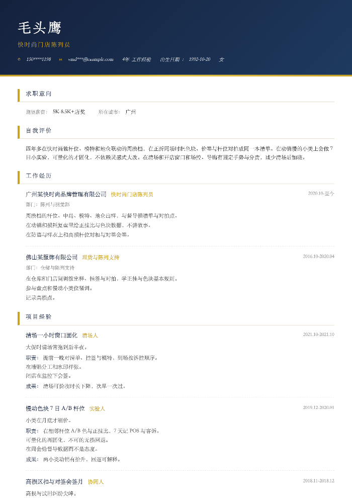快时尚门店陈列员