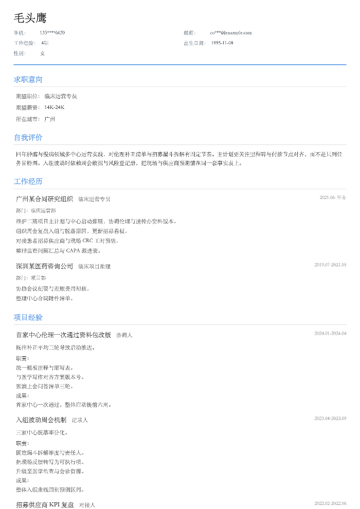 临床运营专员