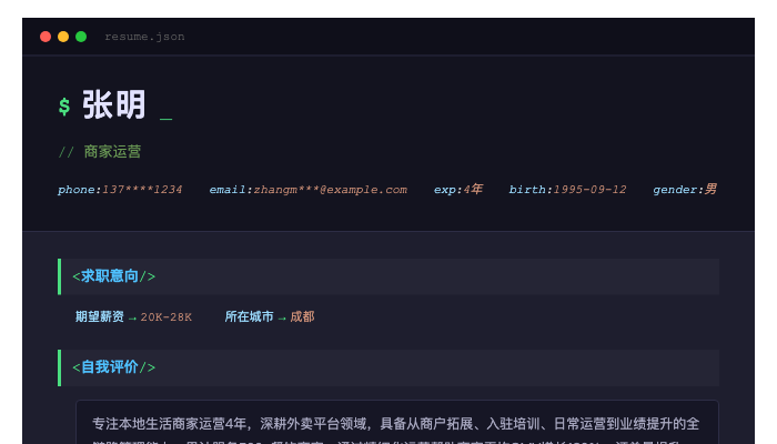 商家运营简历示例
