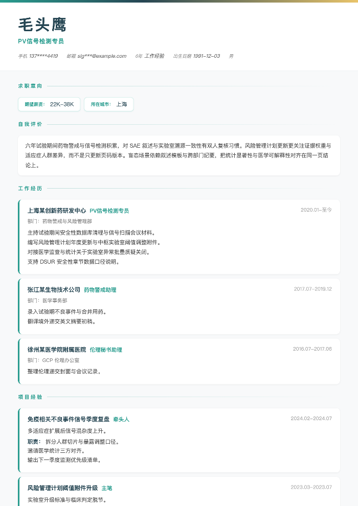 PV信号检测专员