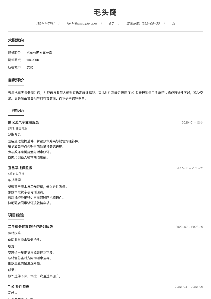 汽车分期方案专员