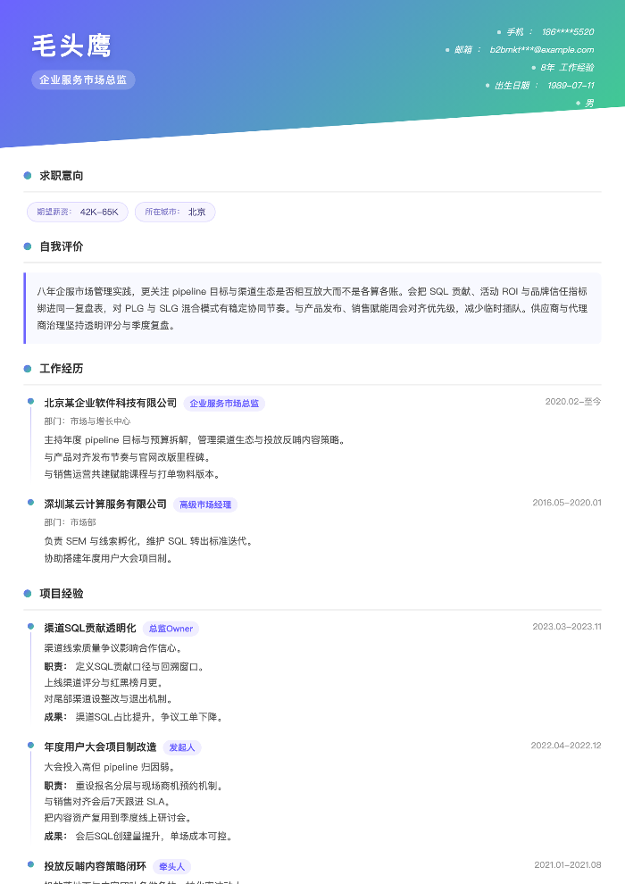 企业服务市场总监