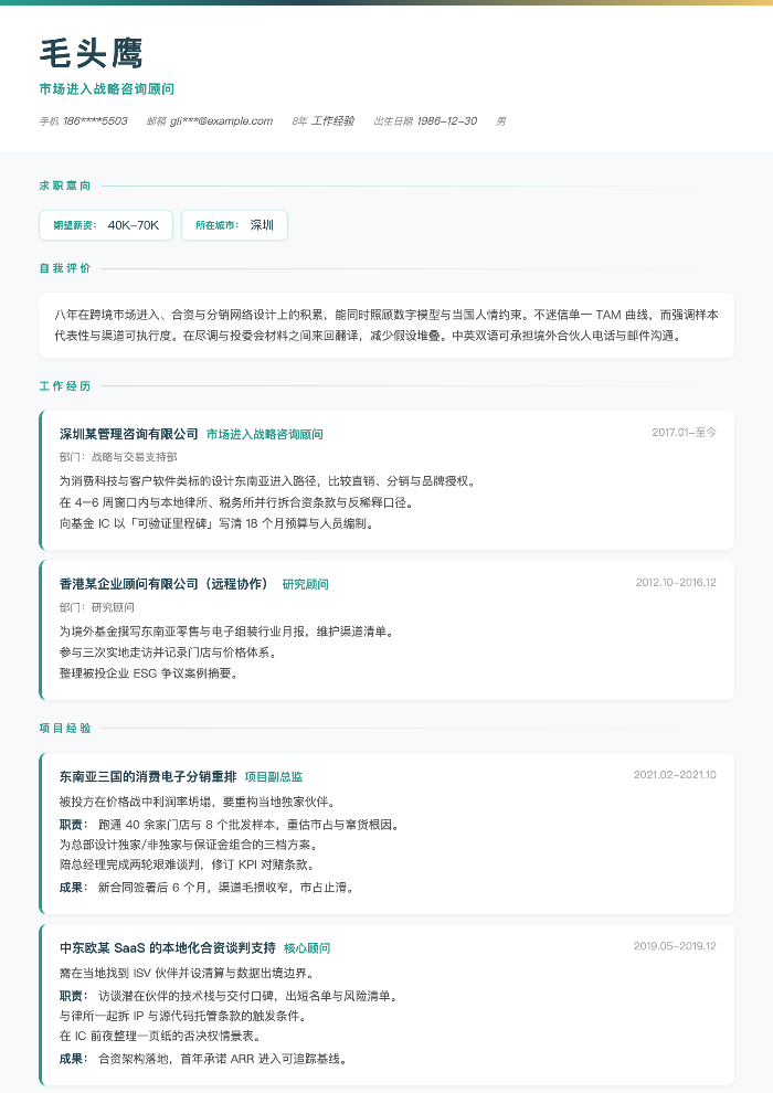 市场进入战略咨询顾问