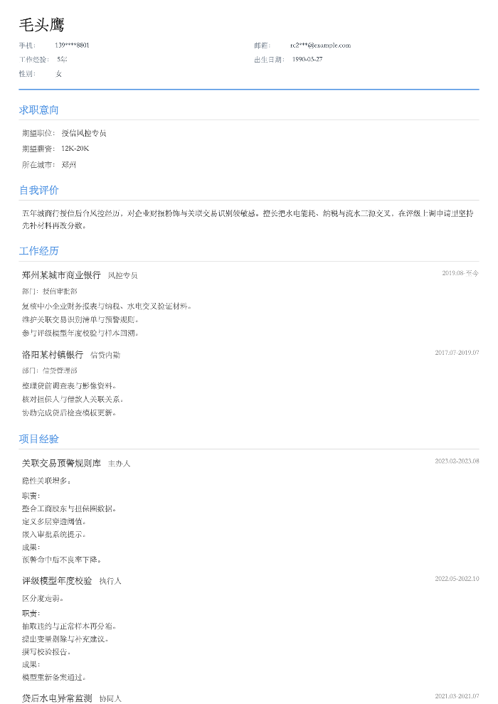 授信风控专员