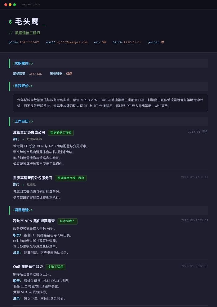 数据通信工程师