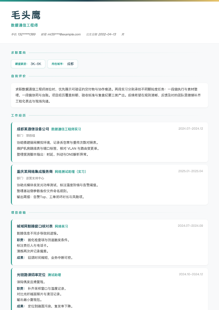 数据通信工程师