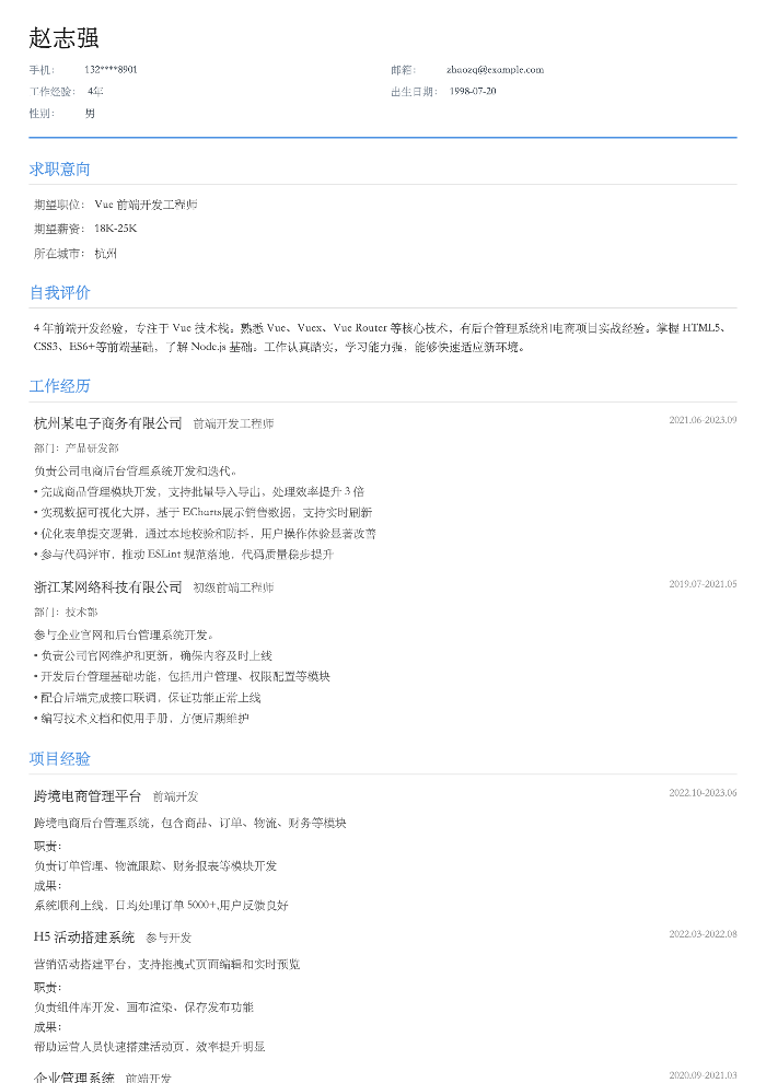 Vue 前端开发工程师