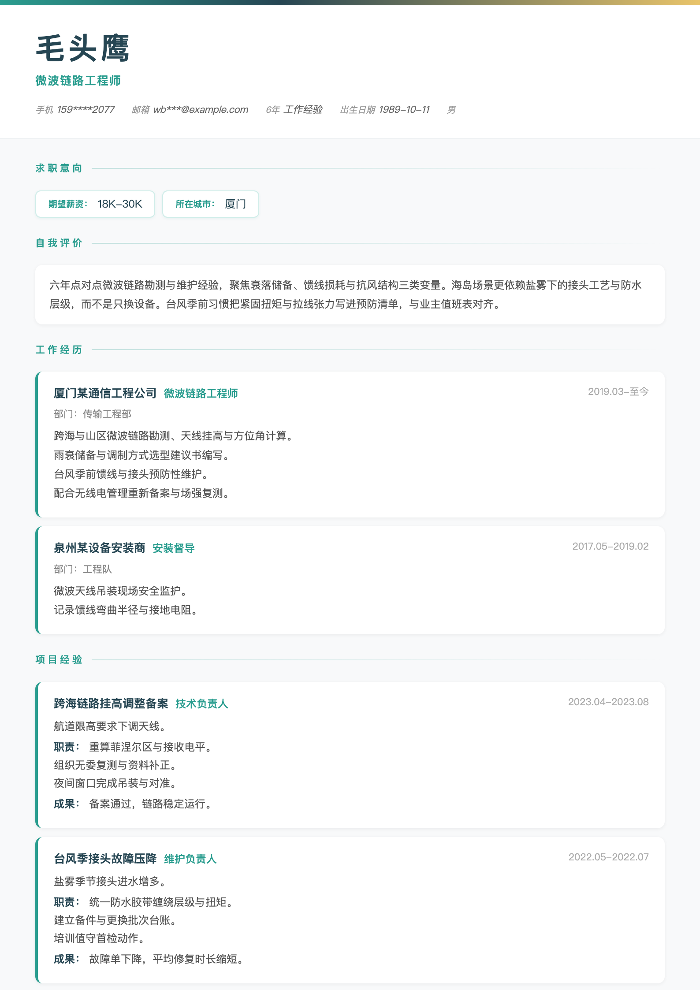 微波链路工程师