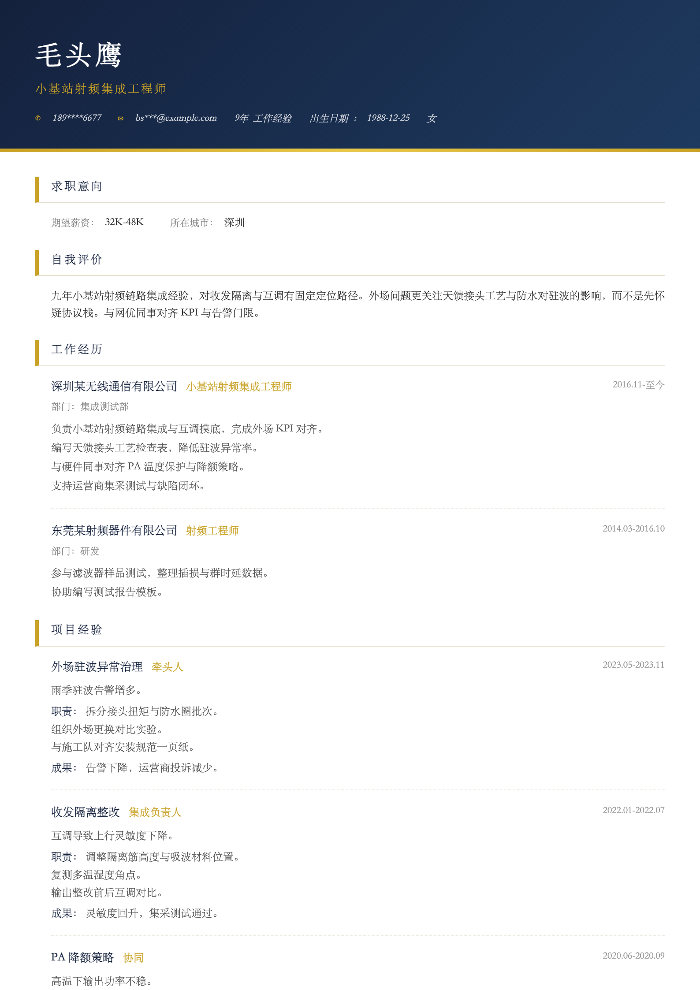 小基站射频集成工程师