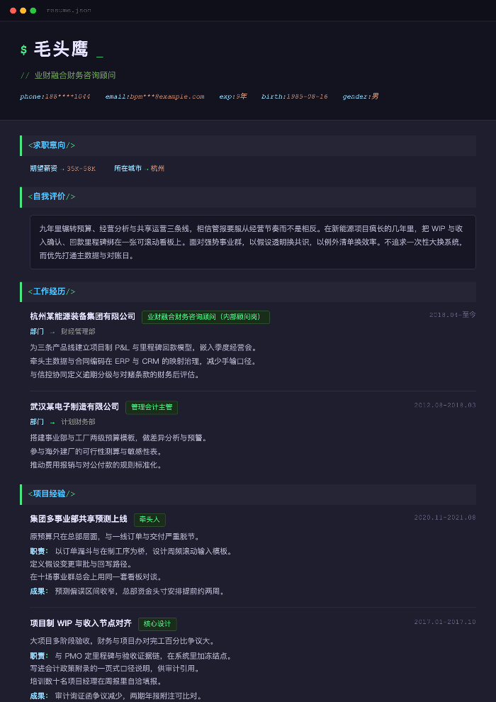 业财融合财务咨询顾问