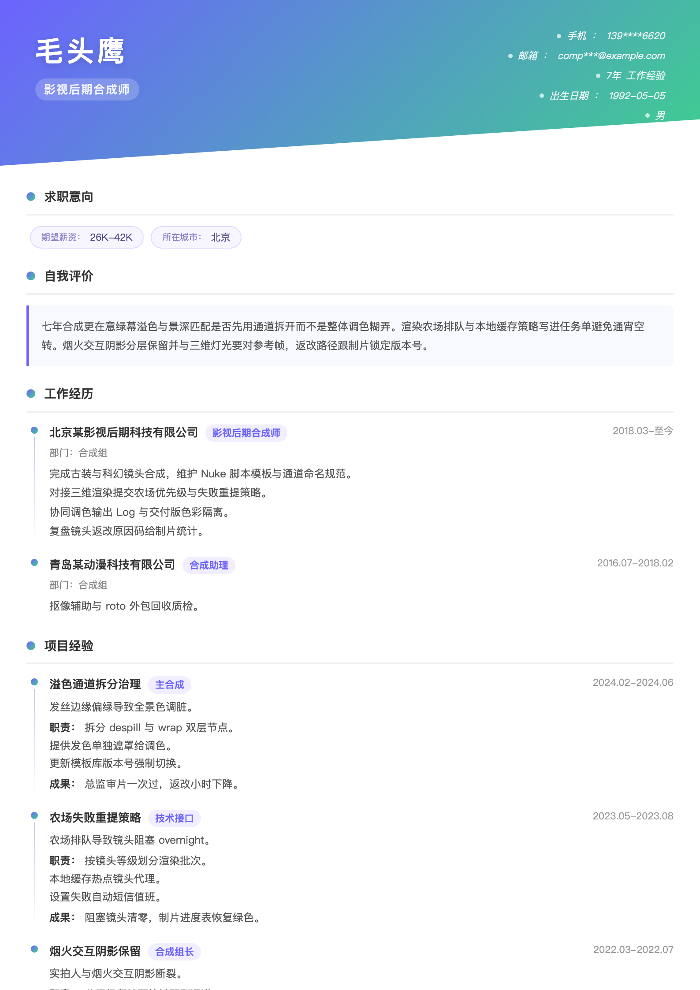 影视后期合成师