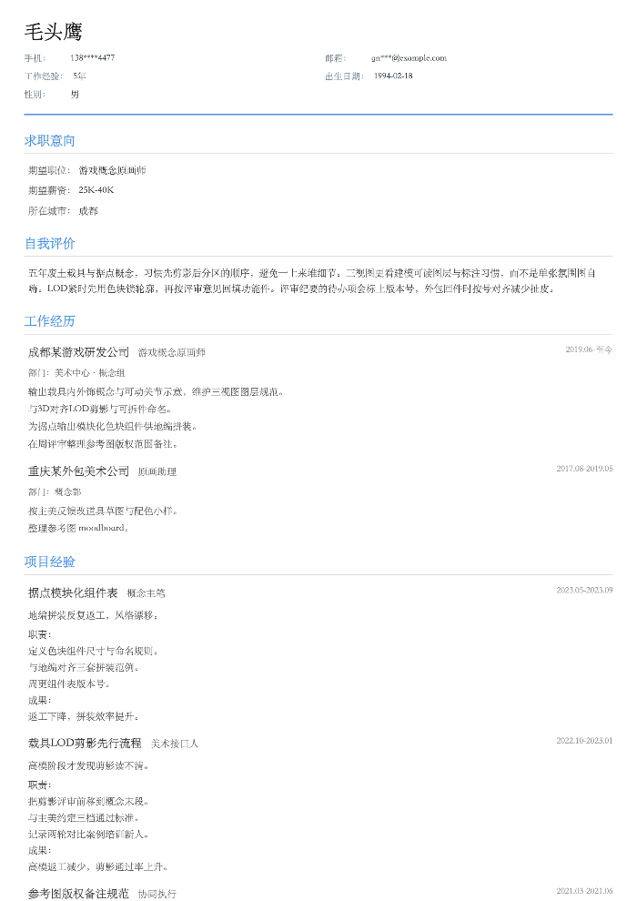 游戏概念原画师