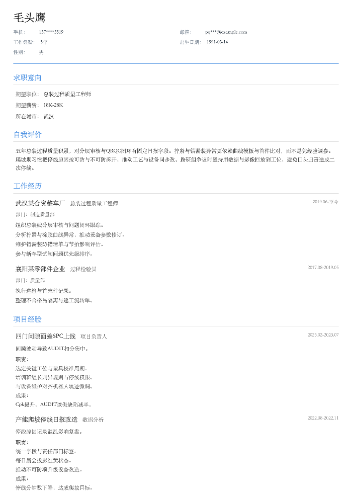 总装过程质量工程师